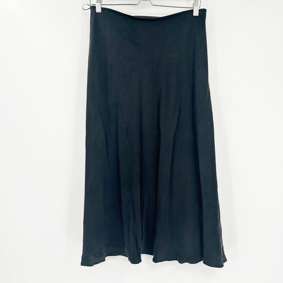 Zara Womens Dark Goth Witchy Pull On A-Line Silk Blend Maxi Skirt Size M Black - Picture 1 of 4